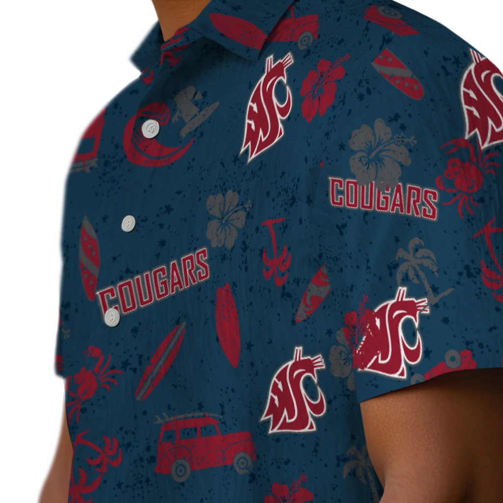 Washington State Cougars Hawaiian Shirt - Beach Vibe washington state cougars beach vibe navy hawaiian shirts trendy