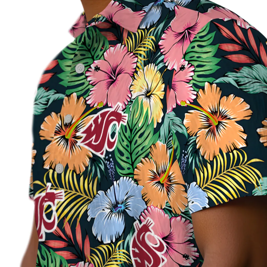 Washington State Cougars Hawaiian Shirt - Brilliant Hibiscus Garden washington state cougars brilliant hibiscus garden hawaiian shirts trendy