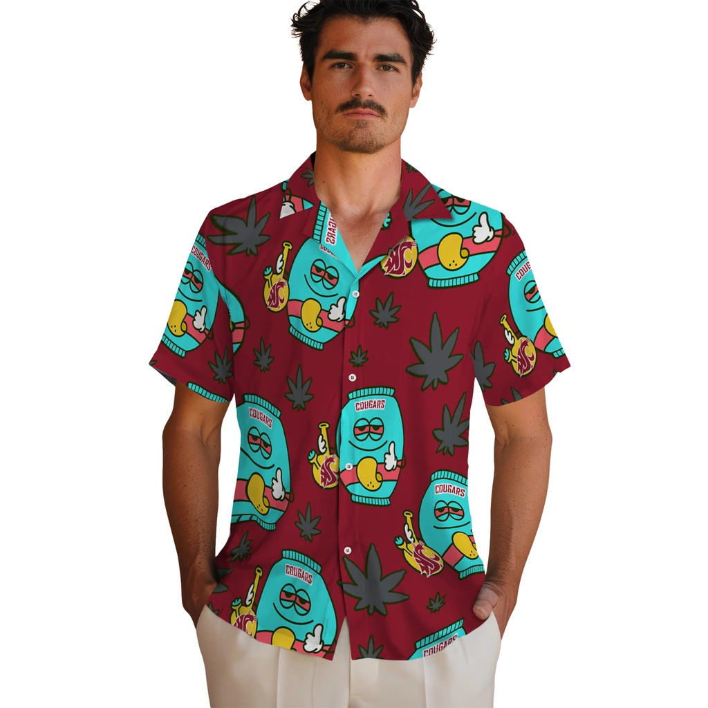 Washington State Cougars Hawaiian Shirt - Chill Vibe washington state cougars bong smile crimson hawaiian shirts fashion forward