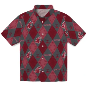 washington state cougars balloon plaid crimson hawaiian shirts best selling
