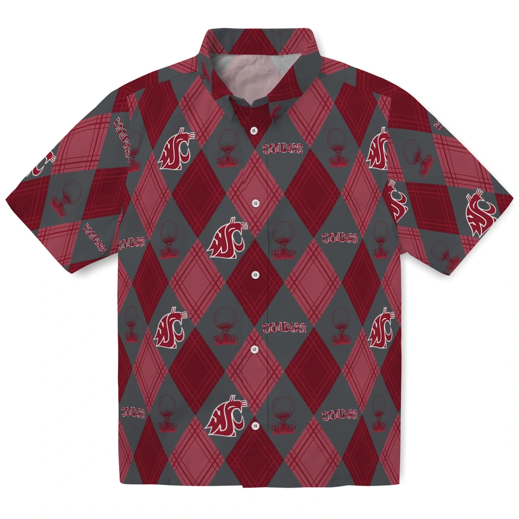 Washington State Cougars Hawaiian Shirt - Golfing Plaid washington state cougars balloon plaid crimson hawaiian shirts best selling