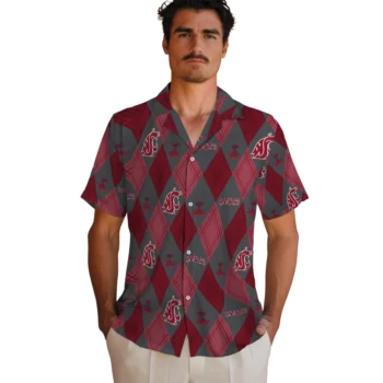 washington state cougars balloon plaid crimson hawaiian shirts fashion forward