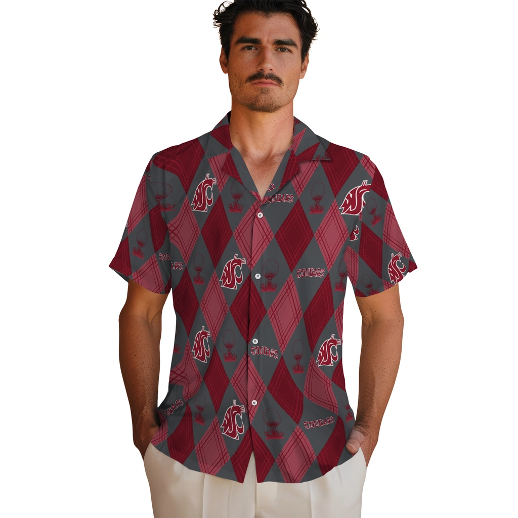 Washington State Cougars Hawaiian Shirt - Golfing Plaid washington state cougars balloon plaid crimson hawaiian shirts fashion forward