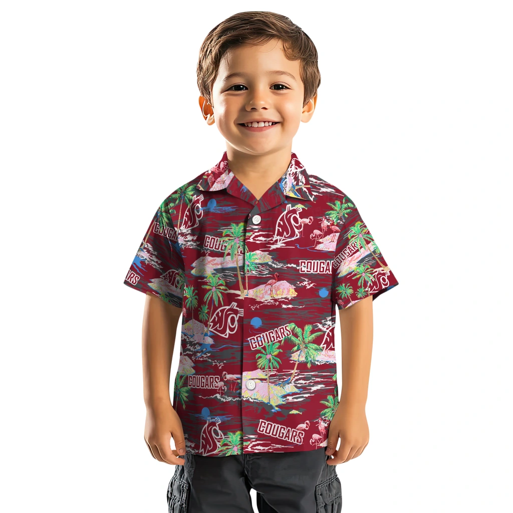 Washington State Cougars Hawaiian Shirt - Hawaii Island washington state cougars flamingo retreat crimson hawaiian shirts top rated