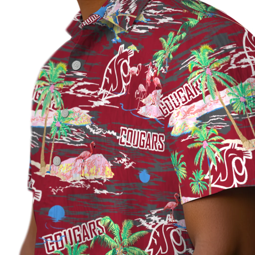 Washington State Cougars Hawaiian Shirt - Hawaii Island washington state cougars flamingo retreat crimson hawaiian shirts trendy