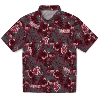washington state cougars hibiscus exotic crimson hawaiian shirts best selling