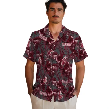 washington state cougars hibiscus exotic crimson hawaiian shirts fashion forward