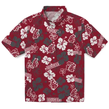 washington state cougars hibiscus bloom crimson hawaiian shirts best selling
