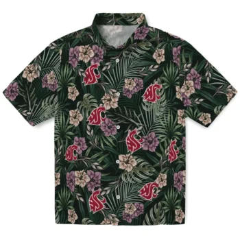 washington state cougars hibiscus leaves pattern green hawaiian shirts best selling