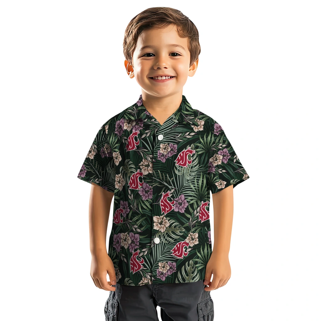 Washington State Cougars Hawaiian Shirt - Hibiscus Leaves Pattern washington state cougars hibiscus leaves pattern green hawaiian shirts top rated