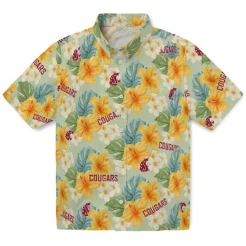 washington state cougars hibiscus mood pale lime yellow hawaiian shirts best selling