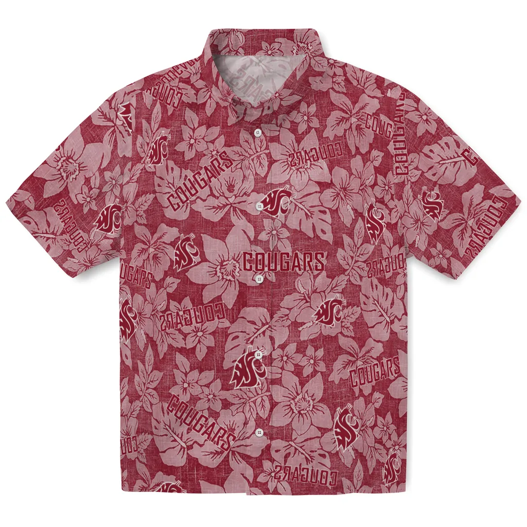 Washington State Cougars Hawaiian Shirt - Hibiscus Oasis washington state cougars hibiscus oasis crimson hawaiian shirts best selling
