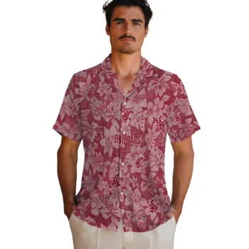 washington state cougars hibiscus oasis crimson hawaiian shirts fashion forward