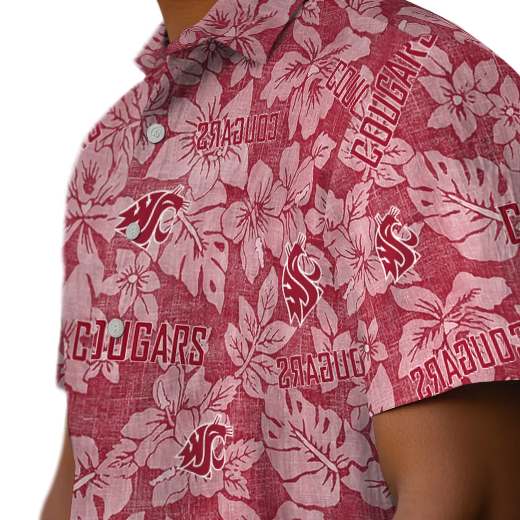 Washington State Cougars Hawaiian Shirt - Hibiscus Oasis washington state cougars hibiscus oasis crimson hawaiian shirts trendy