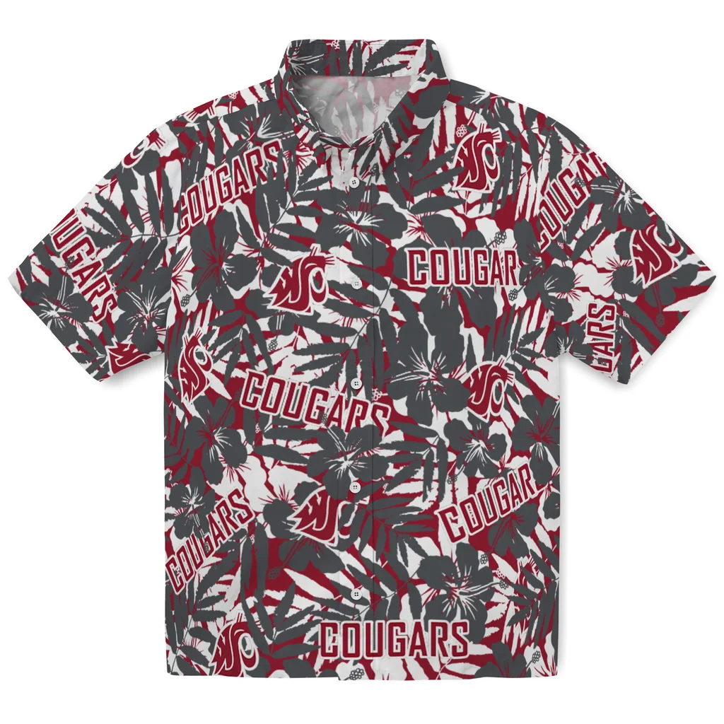 Washington State Cougars Hawaiian Shirt - Hibiscus Overlay washington state cougars hibiscus overlay hawaiian shirts best selling