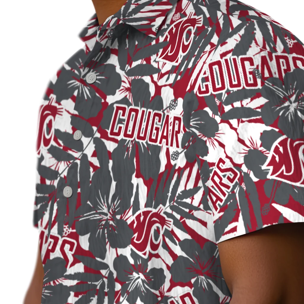 Washington State Cougars Hawaiian Shirt - Hibiscus Overlay washington state cougars hibiscus overlay hawaiian shirts trendy