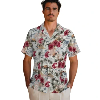 washington state cougars hibiscus seaside white hawaiian shirts fashion forward