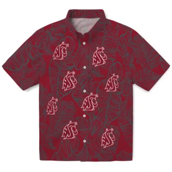 washington state cougars leaf outline crimson hawaiian shirts best selling