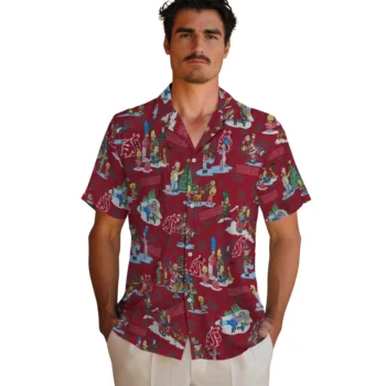 washington state cougars simpsons christmas crimson hawaiian shirts fashion forward