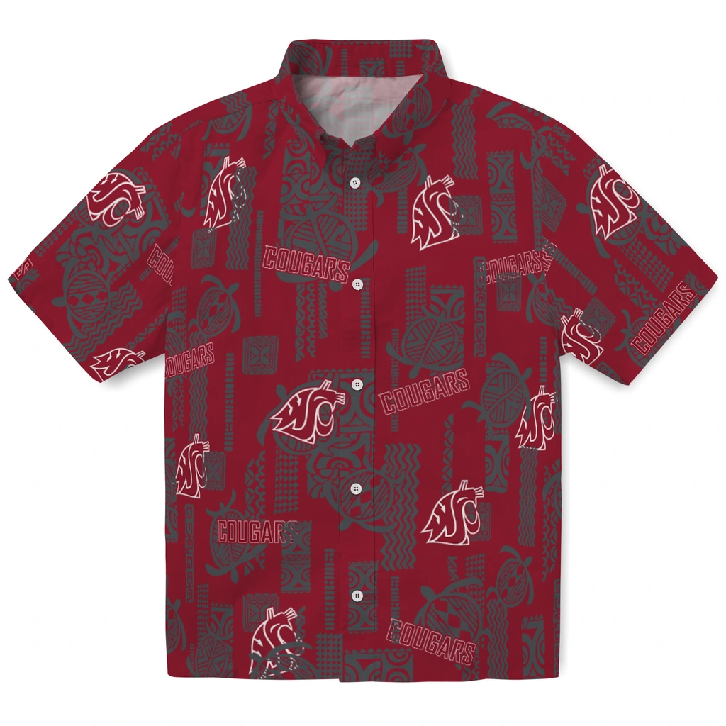 Washington State Cougars Hawaiian Shirt - Turtle Lines washington state cougars turtle lines crimson hawaiian shirts best selling