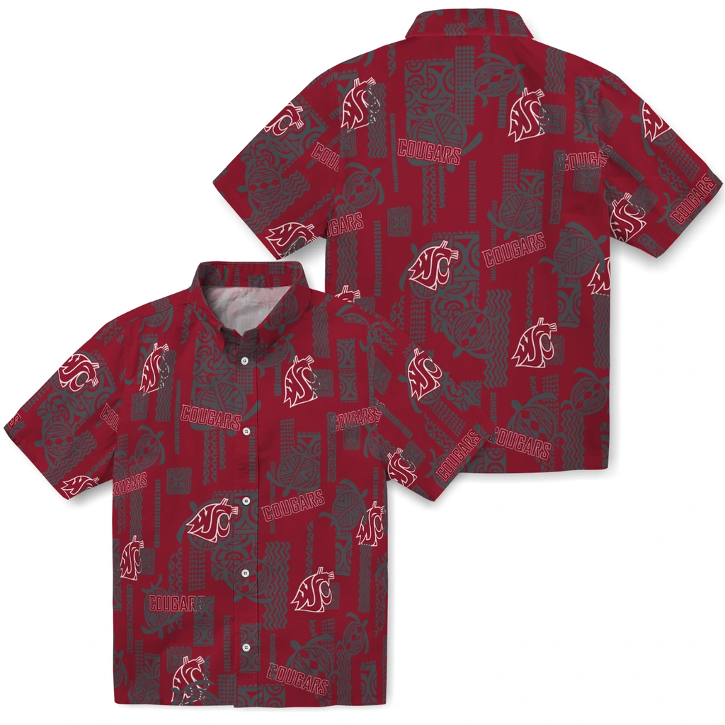 Washington State Cougars Hawaiian Shirt - Turtle Lines washington state cougars turtle lines crimson hawaiian shirts high quality