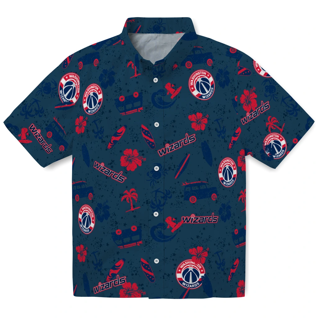 Washington Wizards Hawaiian Shirt - Beach Vibe washington wizards beach vibe navy hawaiian shirts best selling