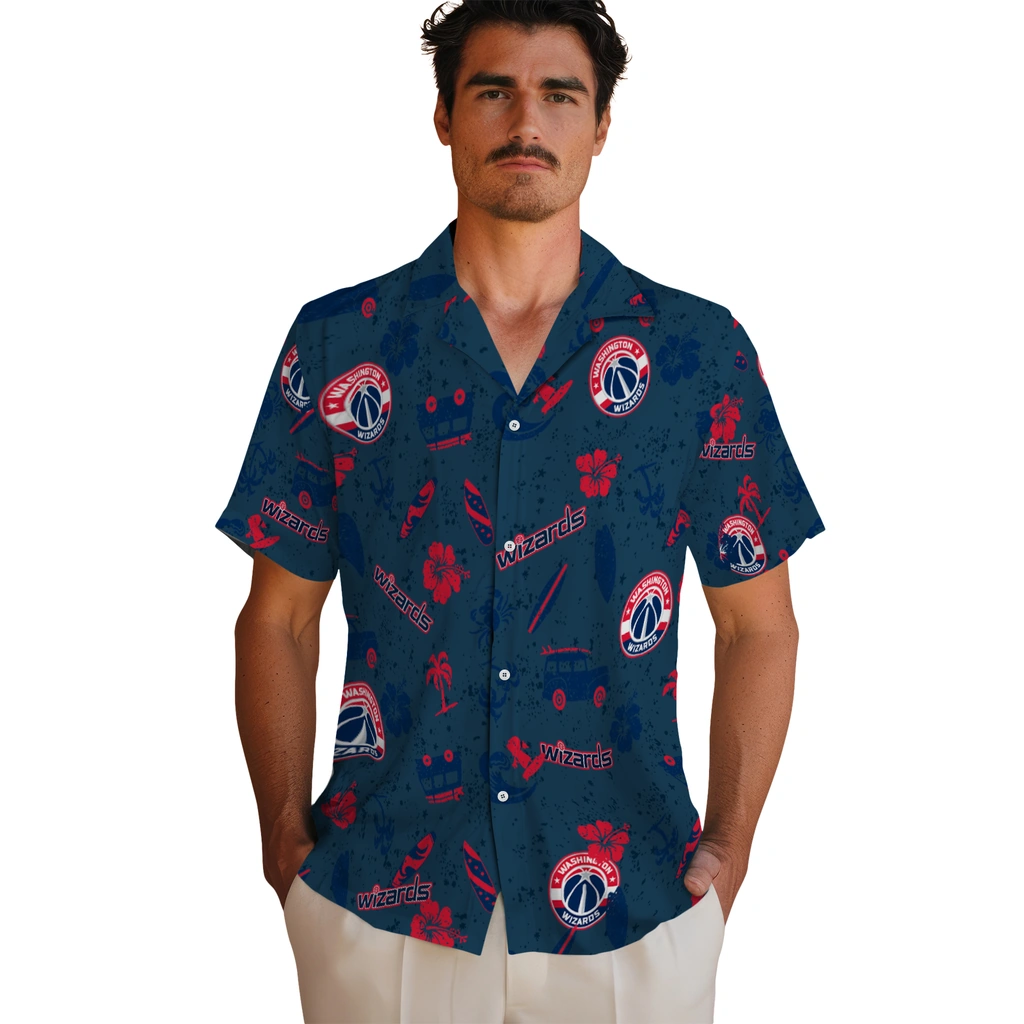 Washington Wizards Hawaiian Shirt - Beach Vibe washington wizards beach vibe navy hawaiian shirts fashion forward