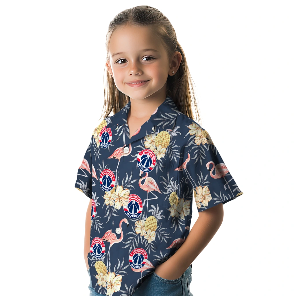 Washington Wizards Hawaiian Shirt - Flamingo Hibiscus washington wizards flamingo hibiscus navy hawaiian shirts premium grade