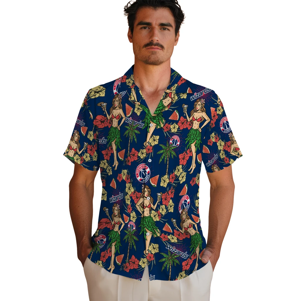 Washington Wizards Hawaiian Shirt - Hawaiian Girls Design washington wizards hawaiian girls design blue hawaiian shirts fashion forward