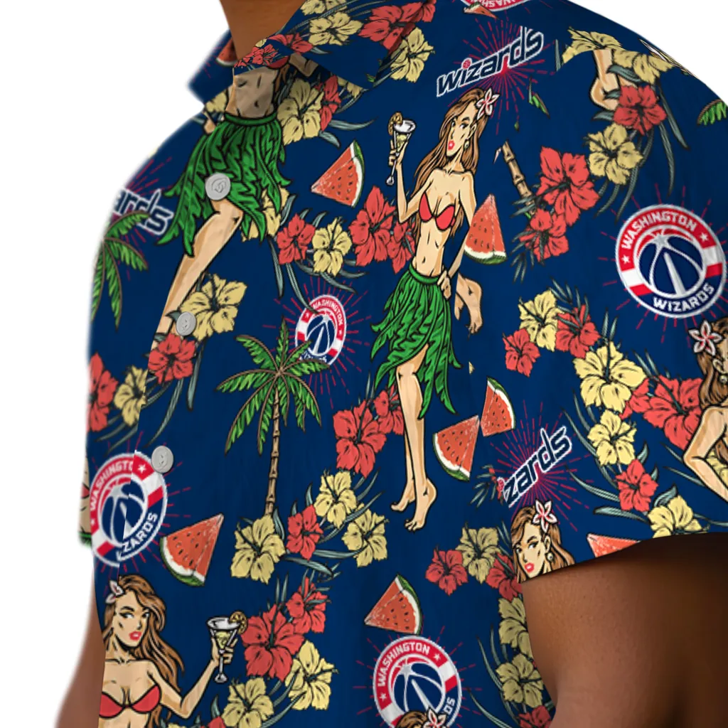 Washington Wizards Hawaiian Shirt - Hawaiian Girls Design washington wizards hawaiian girls design blue hawaiian shirts trendy