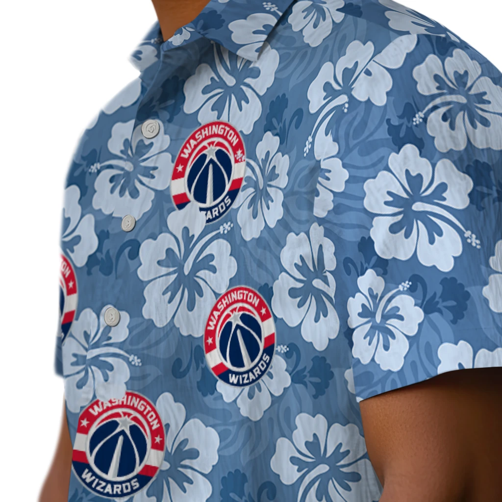 Washington Wizards Hawaiian Shirt - Hibiscus Cluster washington wizards hibiscus cluster blue hawaiian shirts trendy