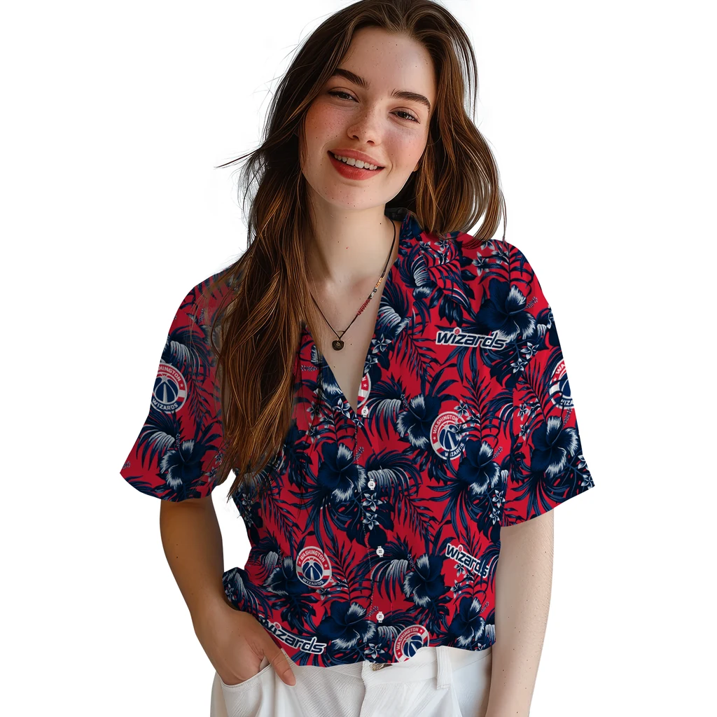 Washington Wizards Hawaiian Shirt - Hibiscus Exotic washington wizards hibiscus exotic blue hawaiian shirts latest model