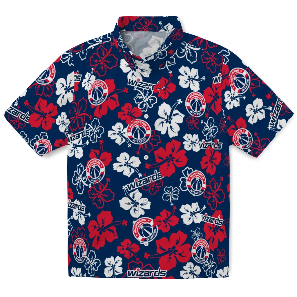 Washington Wizards Hawaiian Shirt - Hibiscus Flower Design washington wizards hibiscus bloom blue hawaiian shirts best selling