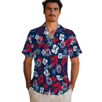 washington wizards hibiscus bloom blue hawaiian shirts fashion forward