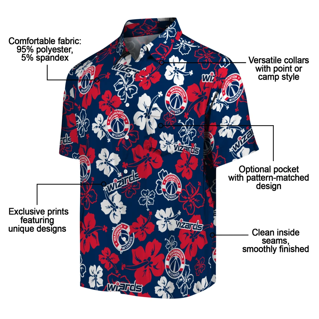 Washington Wizards Hawaiian Shirt - Hibiscus Flower Design washington wizards hibiscus bloom blue hawaiian shirts new arrival