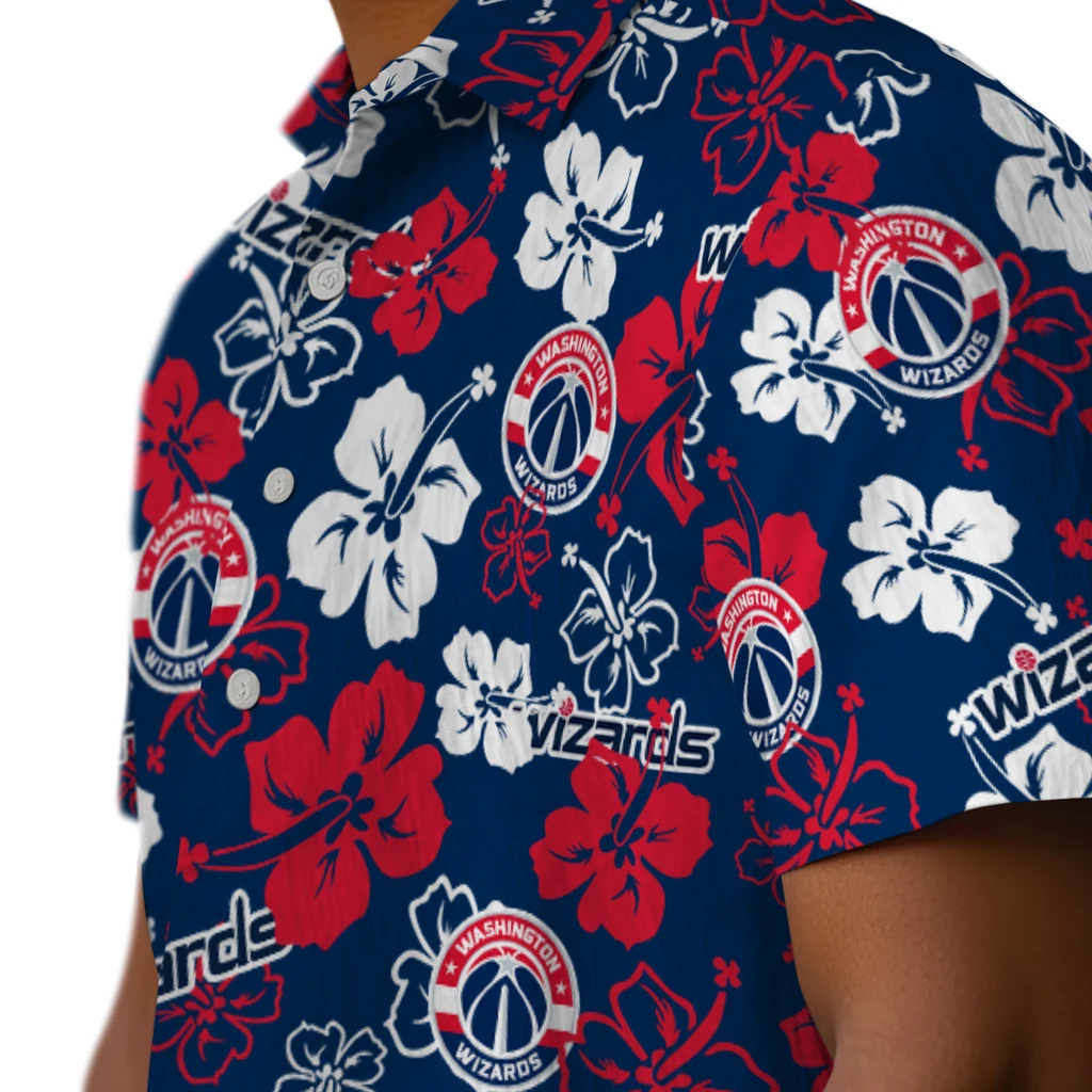 Washington Wizards Hawaiian Shirt - Hibiscus Flower Design washington wizards hibiscus bloom blue hawaiian shirts trendy