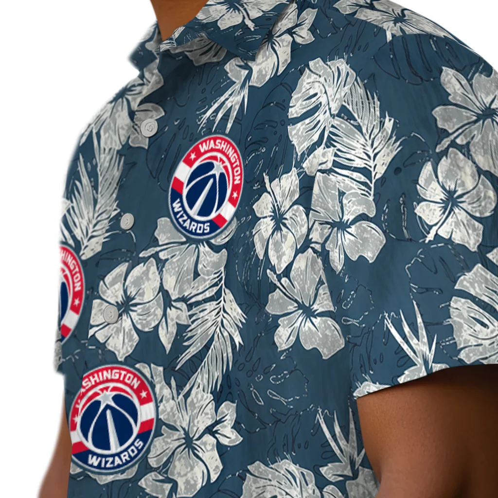 Washington Wizards Hawaiian Shirt - Hibiscus Flowers washington wizards hibiscus flowers navy blue hawaiian shirts trendy