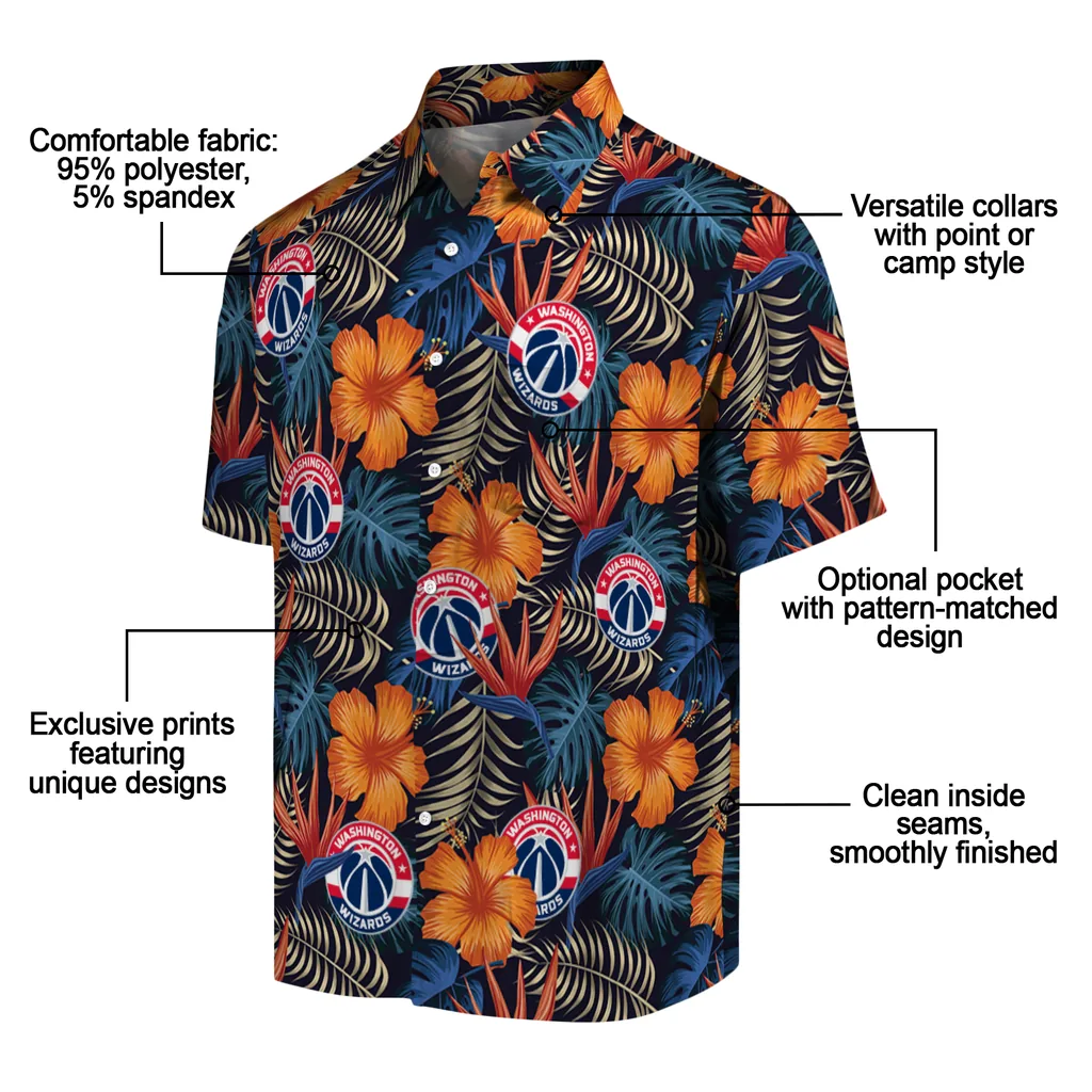 Washington Wizards Hawaiian Shirt - Hibiscus Foliage washington wizards hibiscus foliage hawaiian shirts new arrival