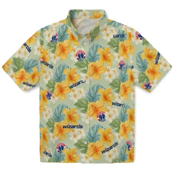washington wizards hibiscus mood pale lime yellow hawaiian shirts best selling