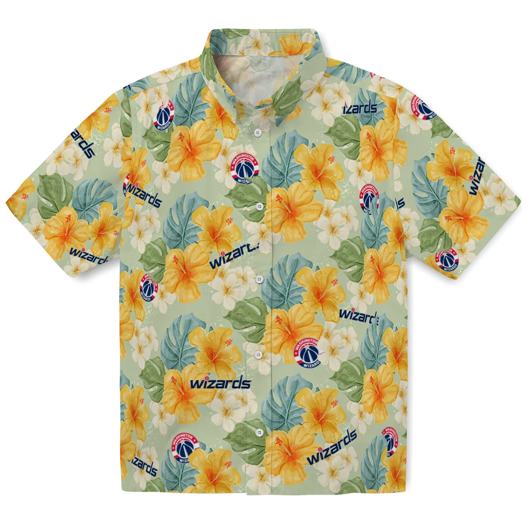 Washington Wizards Hawaiian Shirt - Hibiscus Mood washington wizards hibiscus mood pale lime yellow hawaiian shirts best selling