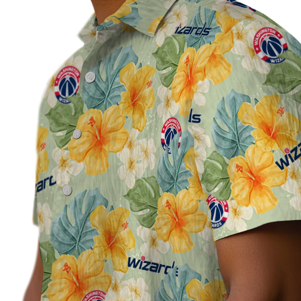 Washington Wizards Hawaiian Shirt - Hibiscus Mood washington wizards hibiscus mood pale lime yellow hawaiian shirts trendy