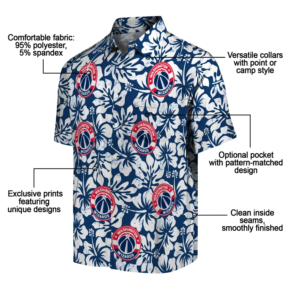 Washington Wizards Hawaiian Shirt - Hibiscus Motif washington wizards hibiscus motif blue white hawaiian shirts new arrival