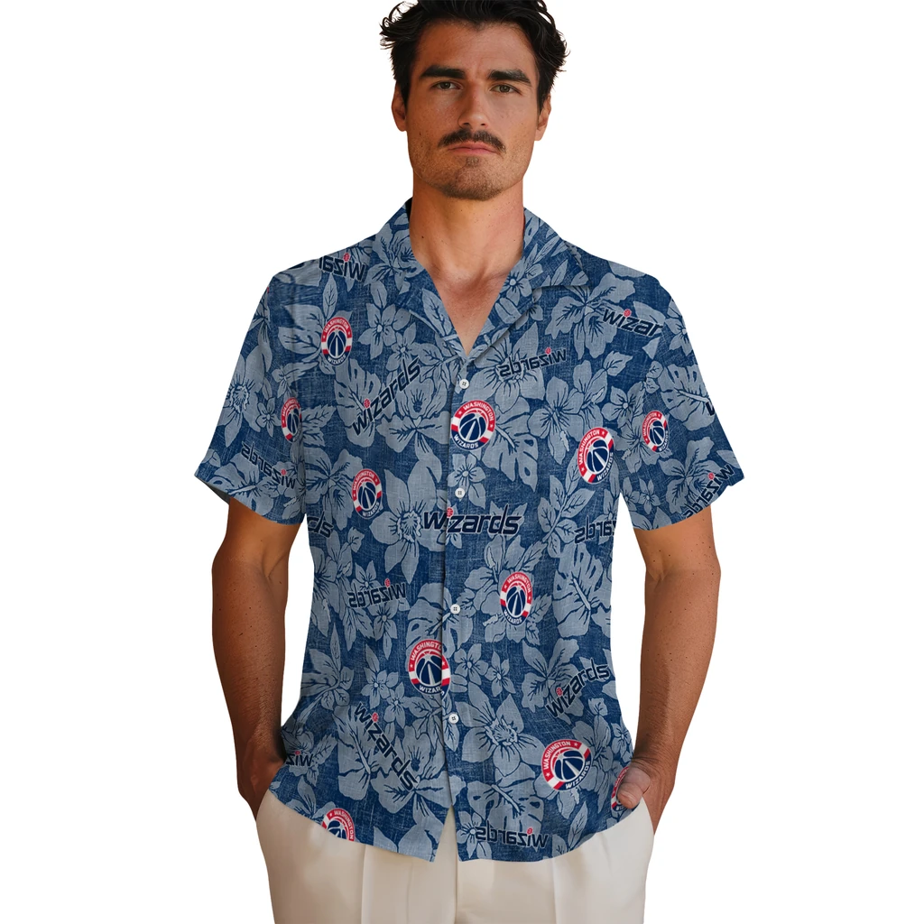 Washington Wizards Hawaiian Shirt - Hibiscus Oasis washington wizards hibiscus oasis blue hawaiian shirts fashion forward