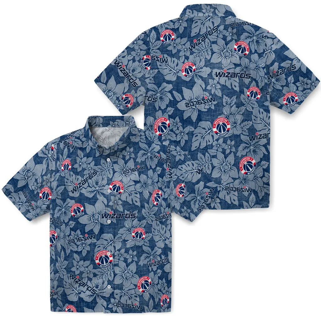 Washington Wizards Hawaiian Shirt - Hibiscus Oasis washington wizards hibiscus oasis blue hawaiian shirts high quality