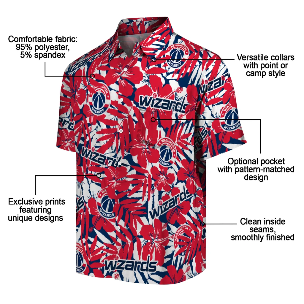 Washington Wizards Hawaiian Shirt - Hibiscus Overlay washington wizards hibiscus overlay hawaiian shirts new arrival