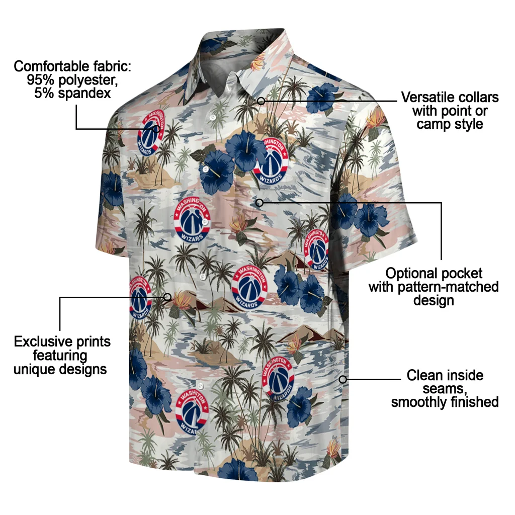 Washington Wizards Hawaiian Shirt - Hibiscus Seaside washington wizards hibiscus seaside white hawaiian shirts new arrival