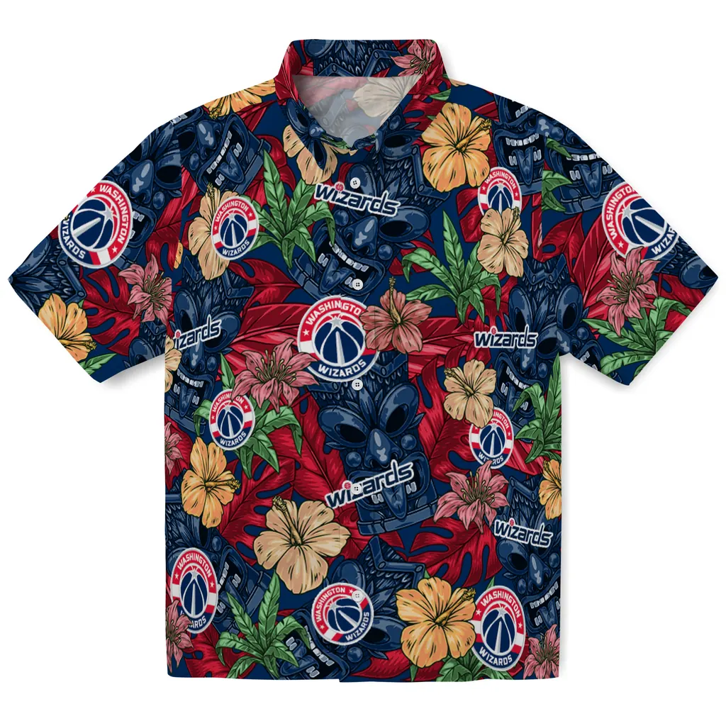 Washington Wizards Hawaiian Shirt - Hibiscus Tiki Jungle washington wizards tiki jungle blue hawaiian shirts best selling