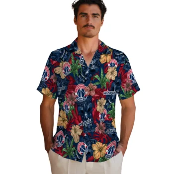 washington wizards tiki jungle blue hawaiian shirts fashion forward