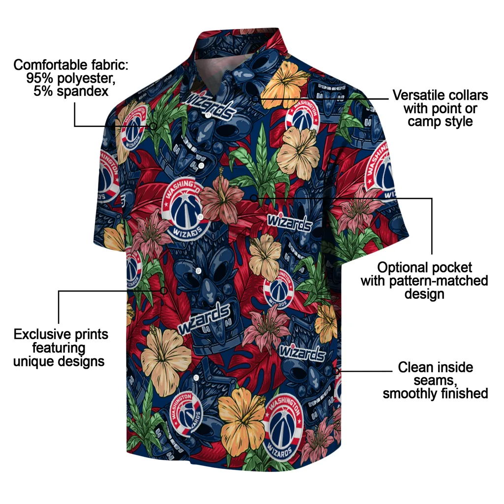 Washington Wizards Hawaiian Shirt - Hibiscus Tiki Jungle washington wizards tiki jungle blue hawaiian shirts new arrival