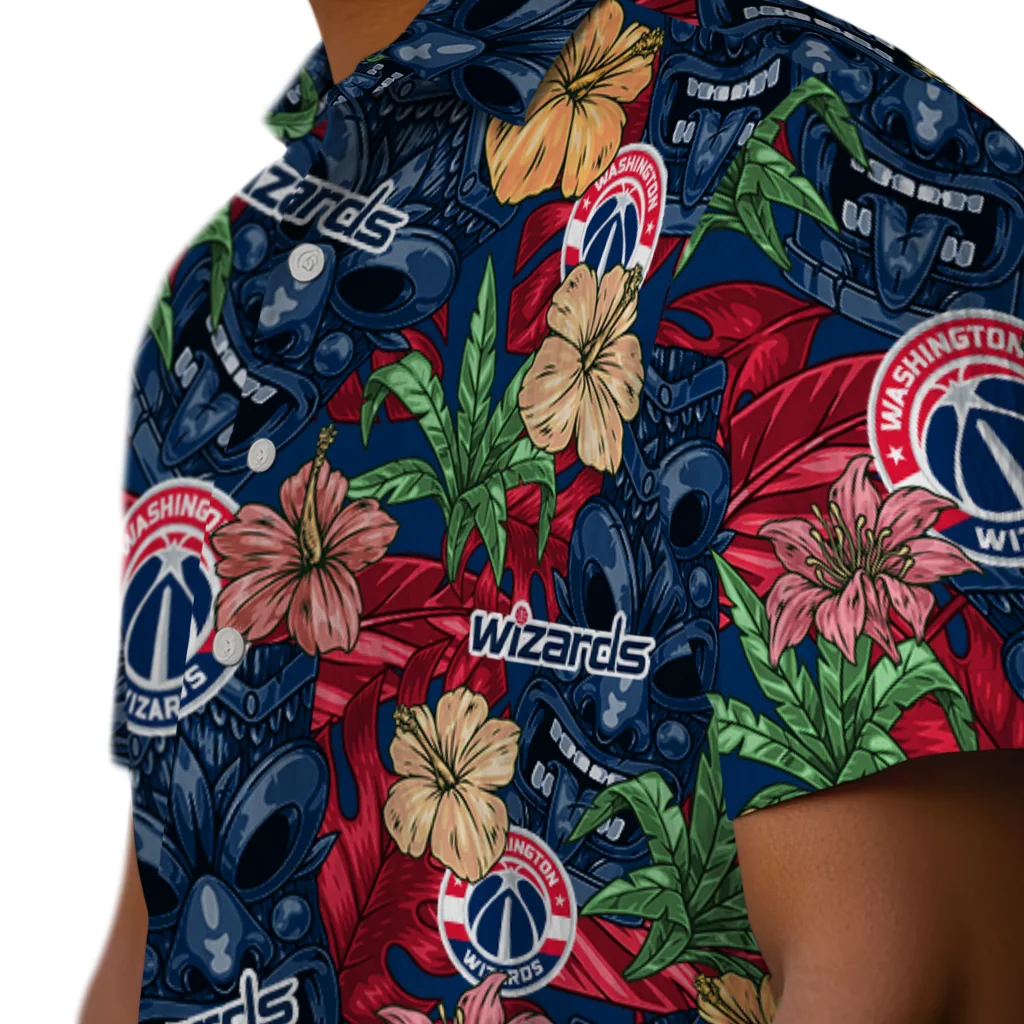 Washington Wizards Hawaiian Shirt - Hibiscus Tiki Jungle washington wizards tiki jungle blue hawaiian shirts trendy